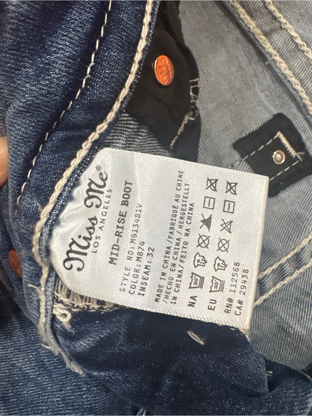 Miss Me women’s mid rise bootcut jeans 29 x 32 flag theme NEW NWT - Picture 8 of 12